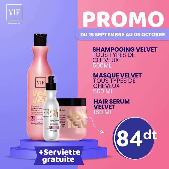 Pack tout types de cheveux velvet + serviette gratuite